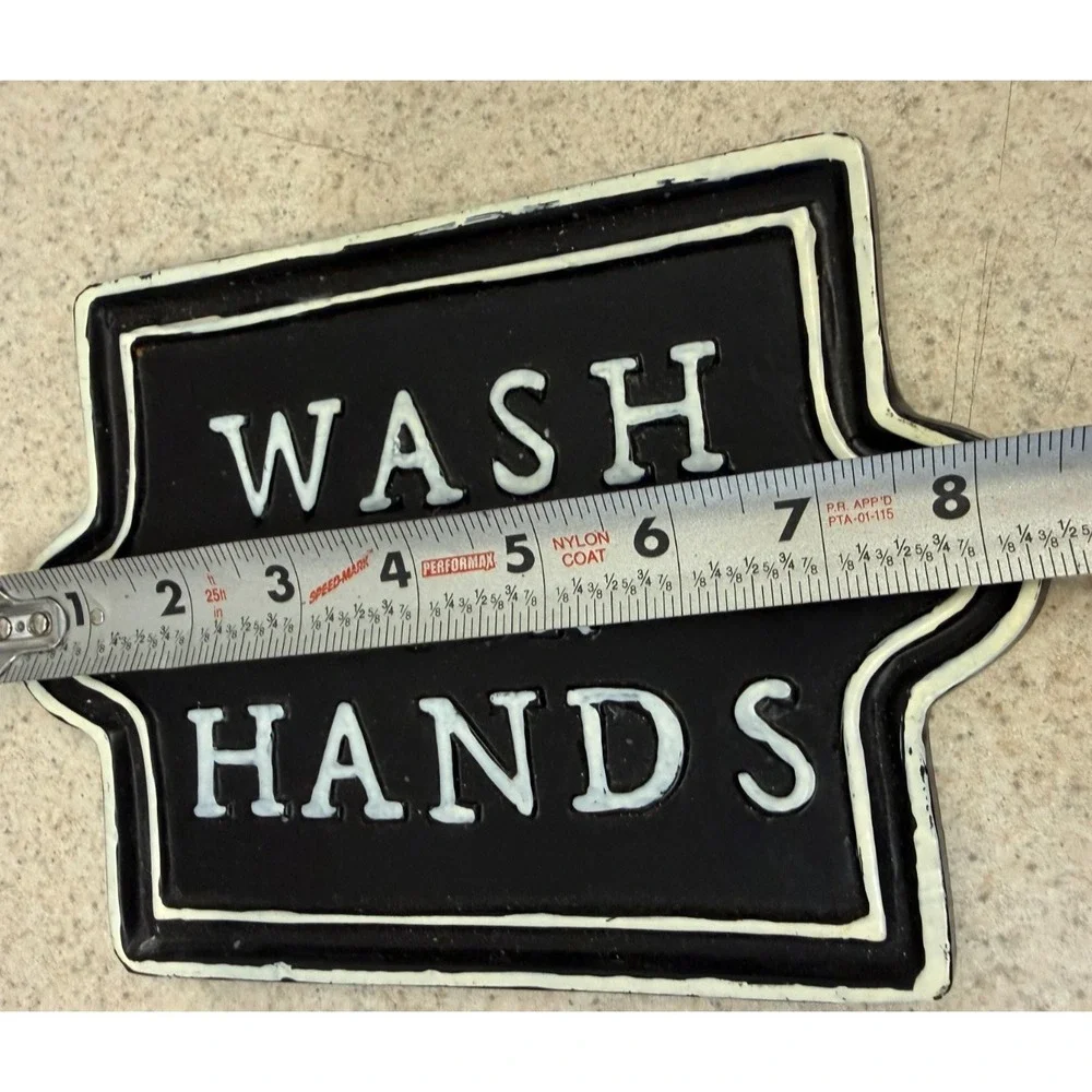 Vtg Hearth & Hand Magnolia Farmhouse Bathroom Sign Wash Your Hands Metal Decor